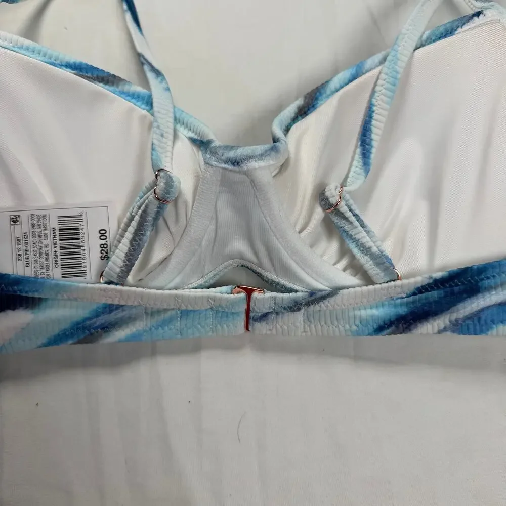 Shade & Shore Bikini Top Women's 34C Blue White Removable Pads Adjustable NWT